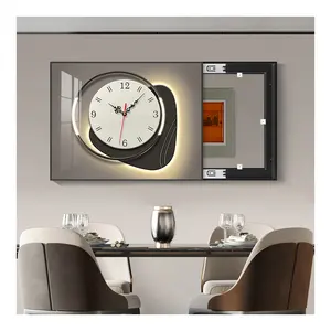 Modern Minimalist Abstract Wall Art Hanging Painting Electric Meter Box Decorative Painting With Clock