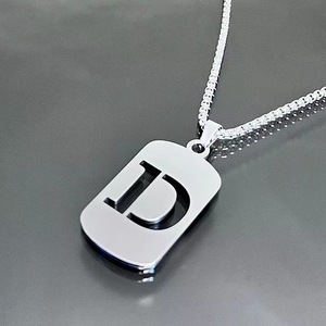 Stylish Stainless Steel 26 Letter Name <b>Necklace</b> Men's and Women's Trendy Accessory with Link Chain for Gift - Product Image 4