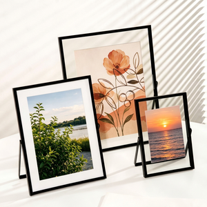 INS-style metal double-sided transparent real glass photo <b>frame</b> display stand - Product Image 1