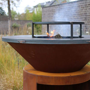Barbecue extérieur en acier corten moderne pour jardin, foyer à bois, grilles pour cuisiner - Product Image 4