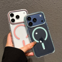 Casing TPU PC Transparan Anti Sidik Jari untuk iPhone 12 13 14 15 16 17 18P 18PM Tahan Banting Bingkai Rata Pelindung Lensa Terangkat