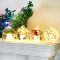 Bulle lumineuse avec bougie LED, verre de noël, ornement en boule chaude