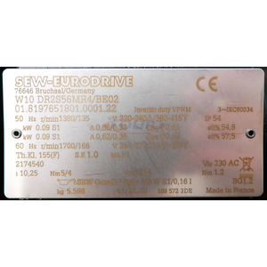 มอเตอร์เกียร์มุมฉาก EURODRIVE W10 DR2S56MR4/BE02 0.09KW ของแท้ใหม่ พร้อม - Product Image 2