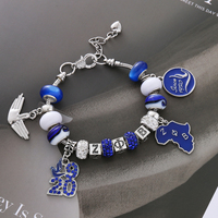 Charmant Designer Sororité Zeta Phi Beta Bijoux Bleu Royal et Blanc Ton Grec ZPB 1920 Colombe Symbole Perlé Sororité Bracelet