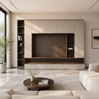 Meuble TV en bois minimaliste avec rangement, consoles multimédias murales grises pour salon, support moderne de luxe