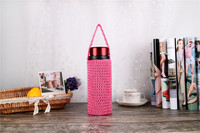 Housse de protection pour bouteille d'eau isolée thermiquement, sac de rangement en maille avec poignée, sac de transport portable pour tasse