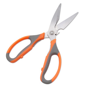 <b>Kitchen</b> <b>Scissors</b> Stainless Steel Straight Head Orange Gray Home Use Multi Purpose Cutting Tool - Product Image 1