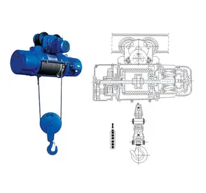 Polipasto eléctrico CD de 2 toneladas y 6m de buena calidad con controlador inalámbrico Grúa pórtico de 380V fabricada en China