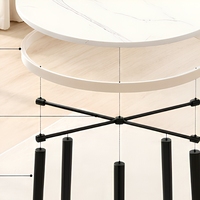 Table à manger ronde en marbre de style nordique moderne + 2 chaises, ensemble pour la cuisine et l'hôtellerie