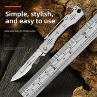 Couteau pliant tout acier multifonctionnel, ouvre-boîte, porte-clés, coupe-fruits, équipement EDC, vente en gros OEM, ensemble avec logo personnalisé