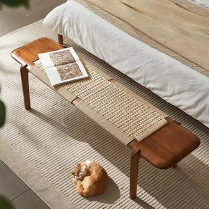 Meubles de salon <span class=keywords><strong>Vintage</strong></span> nordique chaise en corde tissée en bois massif avec tête de lit pour la maison hôtels villas appartements - Product Image 2