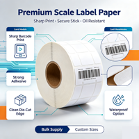 Rouleaux de papier adhésif thermique pour étiquettes de pesage électronique, taille personnalisée, étiquettes de prix avec code-barres, vente en gros directe d'usine OEM, export
