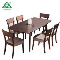 Ensemble de table à manger extensible en bois de teck massif avec ensemble de chaises pour restaurant, appartement et villa