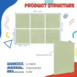 Panel Acústico Decorativo de Fibra de Poliéster Verde, Paneles de Pared Absorbentes de Sonido, Panel Acústico Autoadhesivo de <span class=keywords><strong>Fieltro</strong></span> PET <span class=keywords><strong>con</strong></span> Tira - Product Image 2