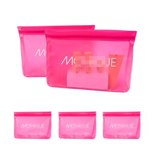 Transparent Pink PEVA Cosmetic Bag Zipper <b>Makeup</b> Pouch Waterproof toiletry <b>Case</b> Custom Logo - Product Image 4