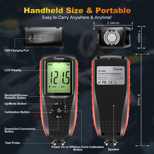 VDIAGTOOL VC200 자동차 페인트 터치업 체크 기계 코팅 두께 게이지 자동차 검사 장치 자동차 바디 페인트 스캐너 손상 - Product Image 5