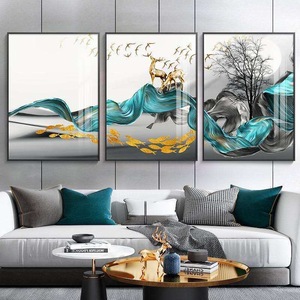Commercio all'ingrosso personalizzato moderno lusso parete <span class=keywords><strong>vetro</strong></span> cristallo porcellana pittura astratta Wall art decor pittura per soggiorno home decor - Product Image 3