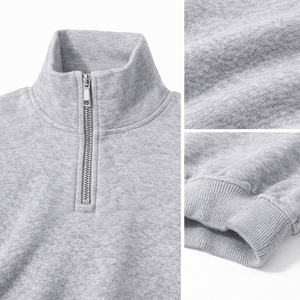 Fabricantes de Ropa Personalizada al por Mayor: Sudadera Oversize Corta de Forro Polar Casual con Cremallera de Cuarto para Hombre - Product Image 2