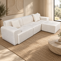 QINUO Vakuumkomprimiertes L-förmiges Sofa-Set mit Chaiselongue, modulares Ecksofa aus Stoff, rollverpackt im Karton