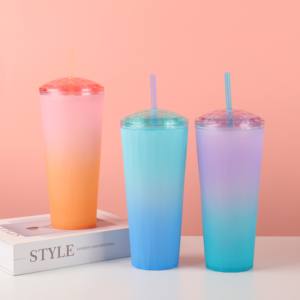 700ml personnalisé mode tendance cadeau d'affaires Girly coeur Portable haut niveau d'apparence gobelet tasse d'eau avec paille - Product Image 5
