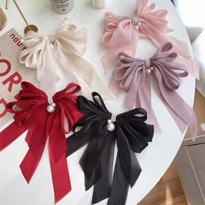 Accessoires pour femmes, barrettes à <span class=keywords><strong>cheveux</strong></span> en organza de couleur unie pour filles, barrettes fantaisie à nœud français, grandes barrettes à <span class=keywords><strong>cheveux</strong></span> pour queue de cheval - Product Image 1