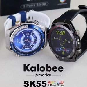 สมาร์ทวอทช์ SK55 หน้าจอ AMOLED พร้อมสาย 3 คู่ กันน้ำ IP68 รองรับการโทรผ่านบลูทูธ หน้าจอแสดงผลตลอดเวลา ดีไซน์ Dynamic Island ดูแลสุขภาพ - Product Image 1
