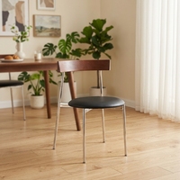 Nouvelle chaise de salle à manger empilable en cuir moka de style chinois avec dossier en bois massif et piètement en acier inoxydable, modèle KNU007 pour restaurant