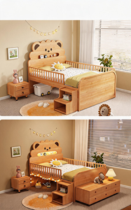 Lettino per Bambini in Legno Massello di Faggio con Sponda di Sicurezza, Letto Salvaspazio per Camere Piccole e Soggiorno - Product Image 3