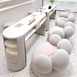 Luxe manicuretafel van roestvrij staal met stoelen, op maat gemaakte afmeting en kleur, ventilator voor nagelsalon - Product Image 4