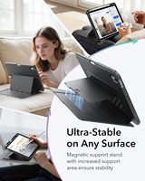Étui pour iPad Air 11 pouces (M4/M3/M2 2026-2020) 5e/4e génération, support vertical multi-angles ultra-stable, porte-stylet, étui rabattable
