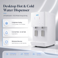 Distributeur d'eau chaude et froide sans bouteille avec filtration RO UV 4 étapes, alimenté par batterie, sur pied