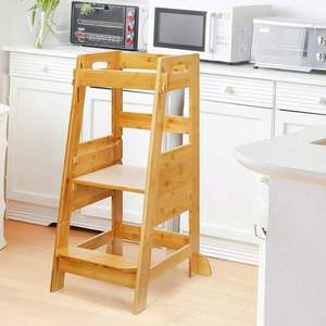 Torre de estilo moderno para niños pequeños Venta al por mayor Taburete de aprendizaje Reposapiés de bambú Torre de aprendizaje - Product Image 4