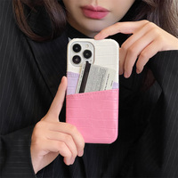Étui de téléphone portefeuille double compartiment patchwork tendance, pochette de téléphone anti-chute motif crocodile, pour iPhone 17 Pro Max, iPhone 16