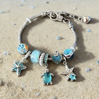 Bracelet perlé en forme de coquille de tortue de dessin animé, avec breloque en perles et strass, bijoux faits main de luxe léger