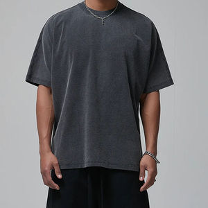 เสื้อยืดผู้ชายทรงโอเวอร์ไซส์ ผ้าคอตตอน 100% หนา 275 GSM  แบบเรียบ  ย้อมสีแบบวินเทจ  พร้อมปักโลโก้ตามสั่ง - Product Image 1