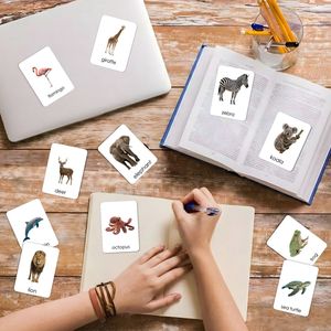 Nuevas Tarjetas de Felicitación Bilingües con 18 Animales, Erizo, <span class=keywords><strong>Koala</strong></span>, etc. Papel estampado en caliente con imágenes reales para educación infantil temprana - Product Image 4