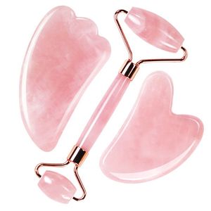 2025 New Pink Quartz <b>Jade</b> Shaving Massage <b>Roller</b> Massage Beauty Salon Exclusive - Product Image 1