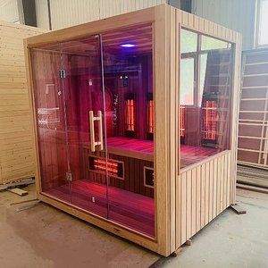Salle de sauna en bois de pruche canadienne 1-4Person Infrared lointain Moderne Personnaliser Vapeur sèche Thérapie par la lumière rouge - Product Image 3
