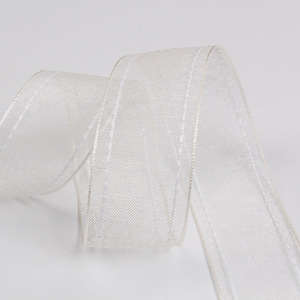 Nastro in Organza di Poliestere Bianco a Doppia Faccia con Punti Salto, Larghezza 2,5 CM, Pronto per la Consegna, per Decorazioni Regalo - Product Image 6