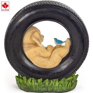 Komik yavru köpek güneş enerjili LED açık dekor reçine heykelcik ev halk sanat tarzı aşk için hoş geldin yazısı dışında veranda - Product Image 2