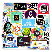 50 pegatinas adhesivas creativas de programación para tazas, ordenadores, equipaje, PVC troquelado con diseño de software para geeks