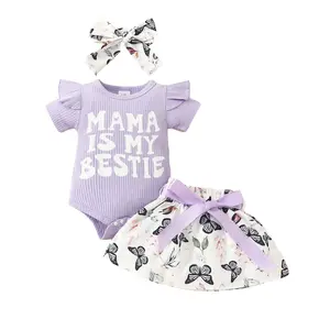 3 pezzi abbigliamento neonato set pagliaccetto ragazza abito gonna abiti bambino 0-12 mesi