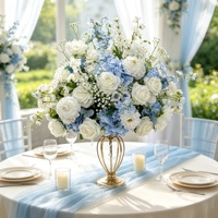 DKB Centres de table de mariage réalistes en soie, décorations de table, boule de fleurs artificielles de 50 cm à 80 cm, bleu