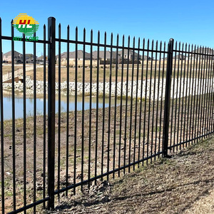 Ngoài trời rèn sắt an toàn hàng rào tấm kim loại hàng rào trang trí sân vườn kẽm thép an ninh chống leo lên màu đen trắng xanh chống - Product Image 5