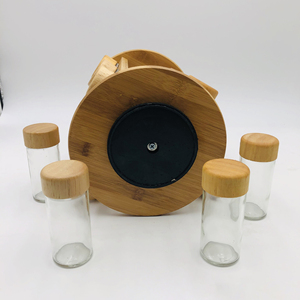 Estante para condimentos de bambú de <span class=keywords><strong>4</strong></span> capas con tapa de madera, estante circular para cocina, restaurante, estante para especias, Base giratoria, soportes y estantes de almacenamiento - Product Image 3