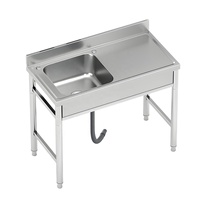 Évier portable en acier inoxydable avec robinet et égouttoir, facilement détachable, pour intérieur/extérieur, cuisine commerciale, restaurant, salle de bain