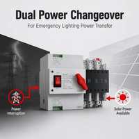Interrupteur de transfert automatique solaire QTQ6 125A ATS, commutateur de commutation PV double alimentation 2P 3P 4P pour système d'énergie photovoltaïque