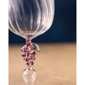 Paire de Grands Verres de Luxe en Verre de Murano Colorés Soufflés et Lampworkés avec Motifs de Raisins et d'Animaux en Verre pour la Décoration Intérieure - Product Image 2