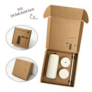 Lot de Bouteilles Isothermes Anti-Fuite de 450 <span class=keywords><strong>ml</strong></span> avec 3 Couvercles – Cadeau d'Entreprise Promotionnel – Coffret de Tasses en Acier Inoxydable - Product Image 5