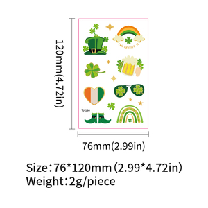 Tatuajes Temporales Faciales de Trébol Irlandés Dorado Premium, Novedad, Recuerdos para Fiestas del Día de San Patricio, Venta al por Mayor - Product Image 5